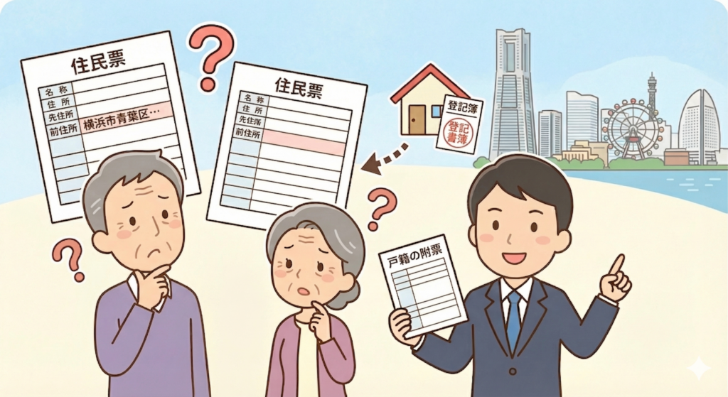 登記簿上の住所から変更があるかどうかを確認する夫婦